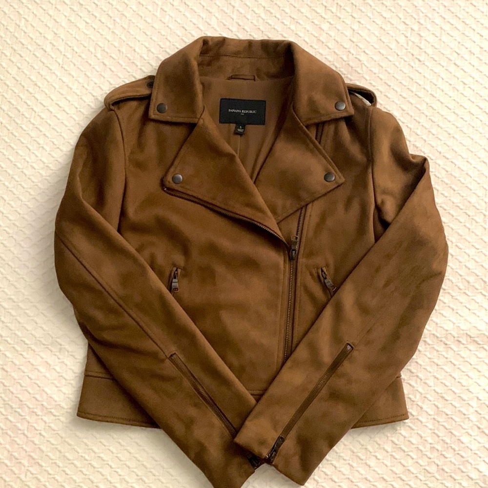 Vegan suede Moto jacket by Banana Republic. Size small. Excellent condition